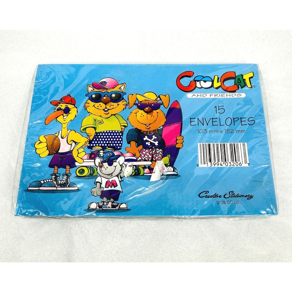 Cool Cat and Friends Envelopes Vintage Graphic Blue 15ct Creative Stationery